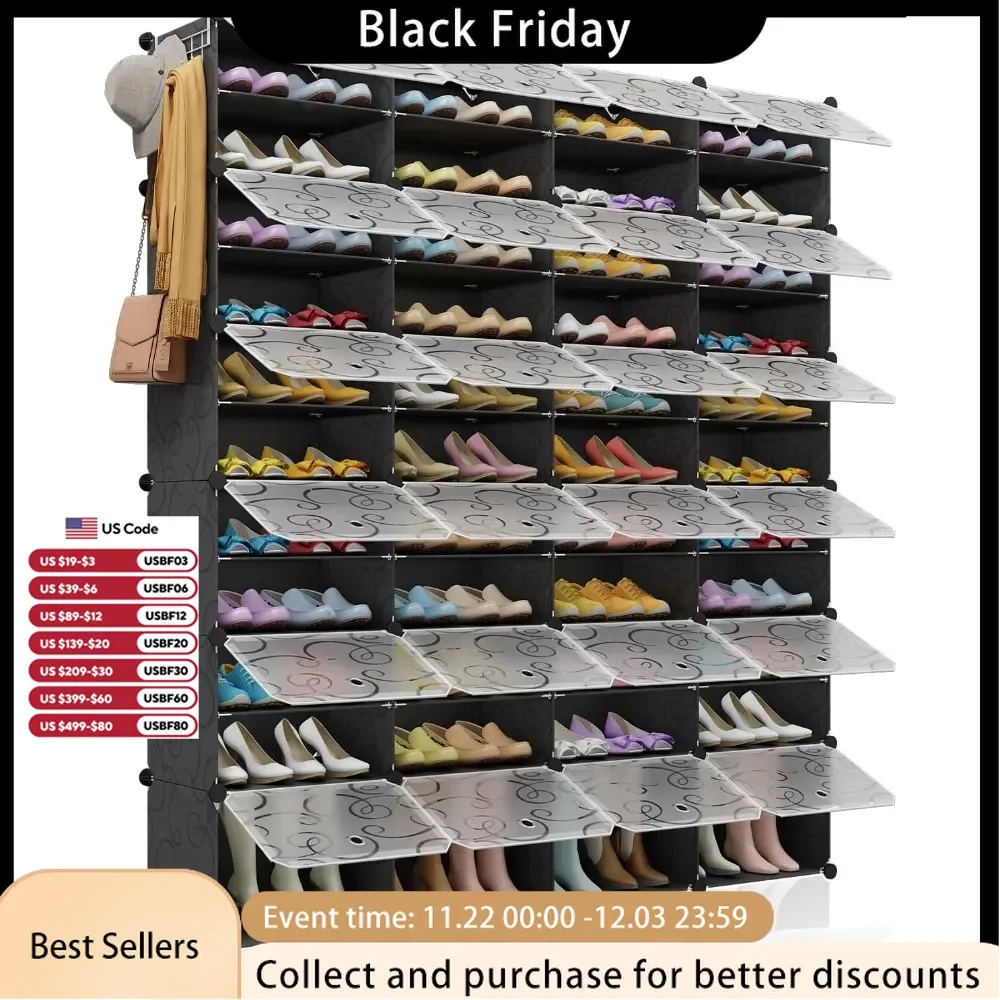 Bedroom Shoe Furniture 96-Pairs Shoe Storage Organizer Cabinet Large DIY Plastic Detachable Shoes Shelves for Entryway Rack Room