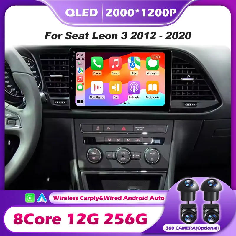 

Android 14 Auto For Seat Leon 3 2012 2013 2014 2015 - 2020 Carplay Car Radio Navigation GPS Multimedia Player stereo wifi+4G BT