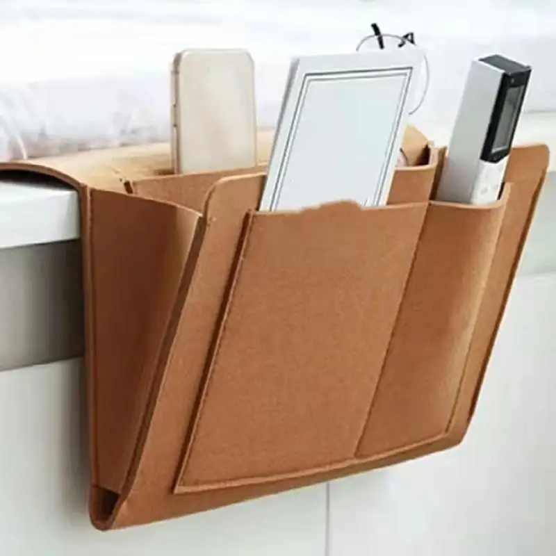 1Pc Non-slip Bedside Storage Bag Felt Hanging Organizer Caddy for Bed Sofa Side