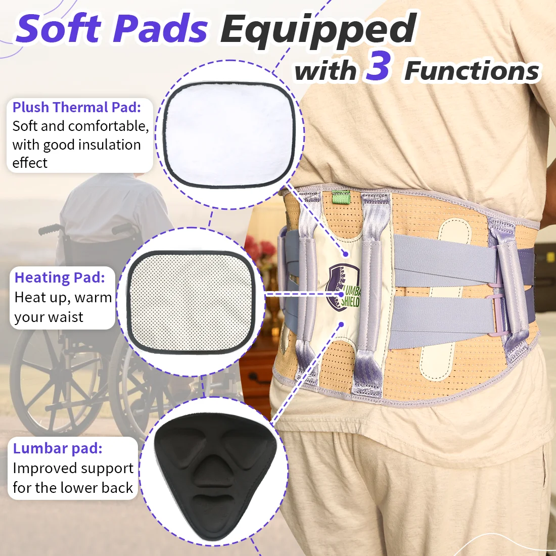 

Ehucon Caregiver Support Belt,Gait Belt with 4 Handles,Breathable Elastic Compression Band,Adjustable Waist Brace for Nurses