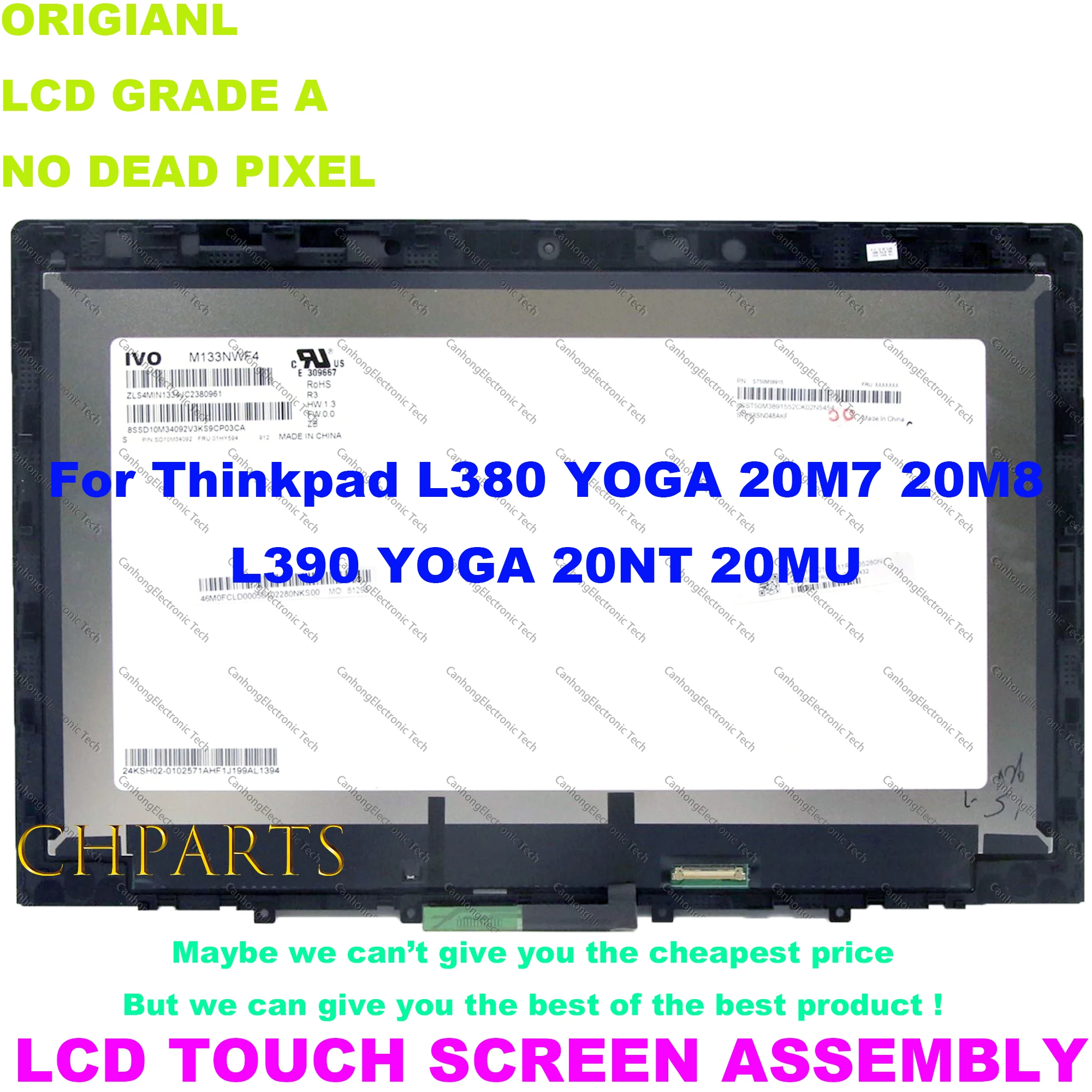 Imagem -05 - para Lenovo Thinkpad L380 Yoga 20m7 20m8 L390 Yoga 20nt 20nu Portátil Lcd Tela de Toque Digitador Assembléia com Quadro 13.3 1080p