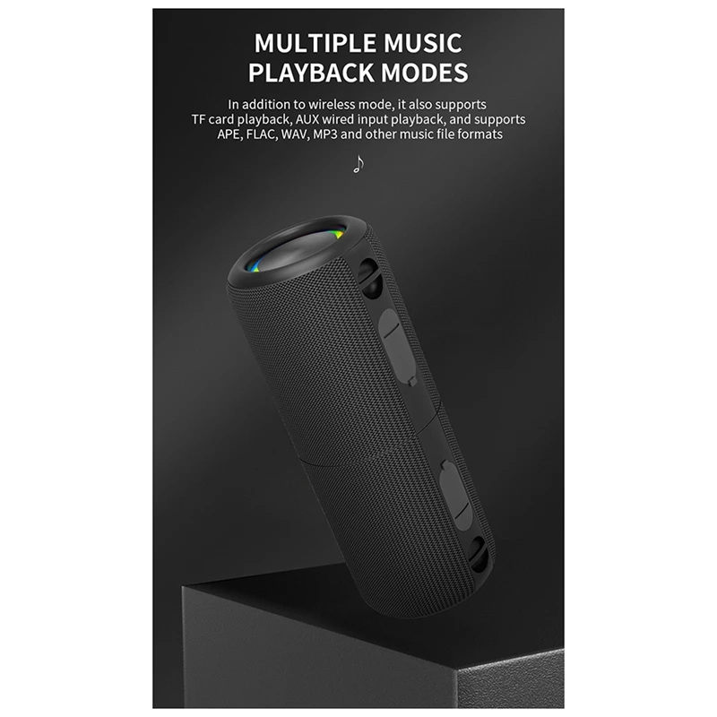 B34B-S10 Detachable Bluetooth Speaker Portable Speaker IPX6 Waterproof Suitable TWS Boom Box Colorful Lighting Effect