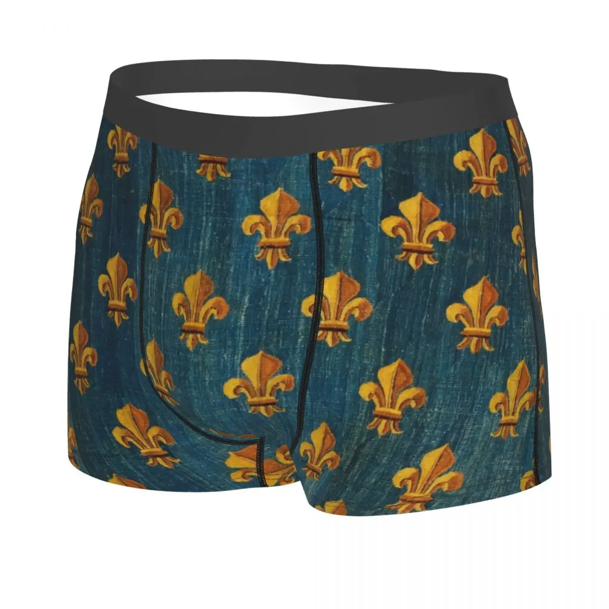 Custom Gold Fleur De Lys Underwear Men Sexy Print Customized Lily Flower Fleur-de-Lis Boxer Shorts Panties