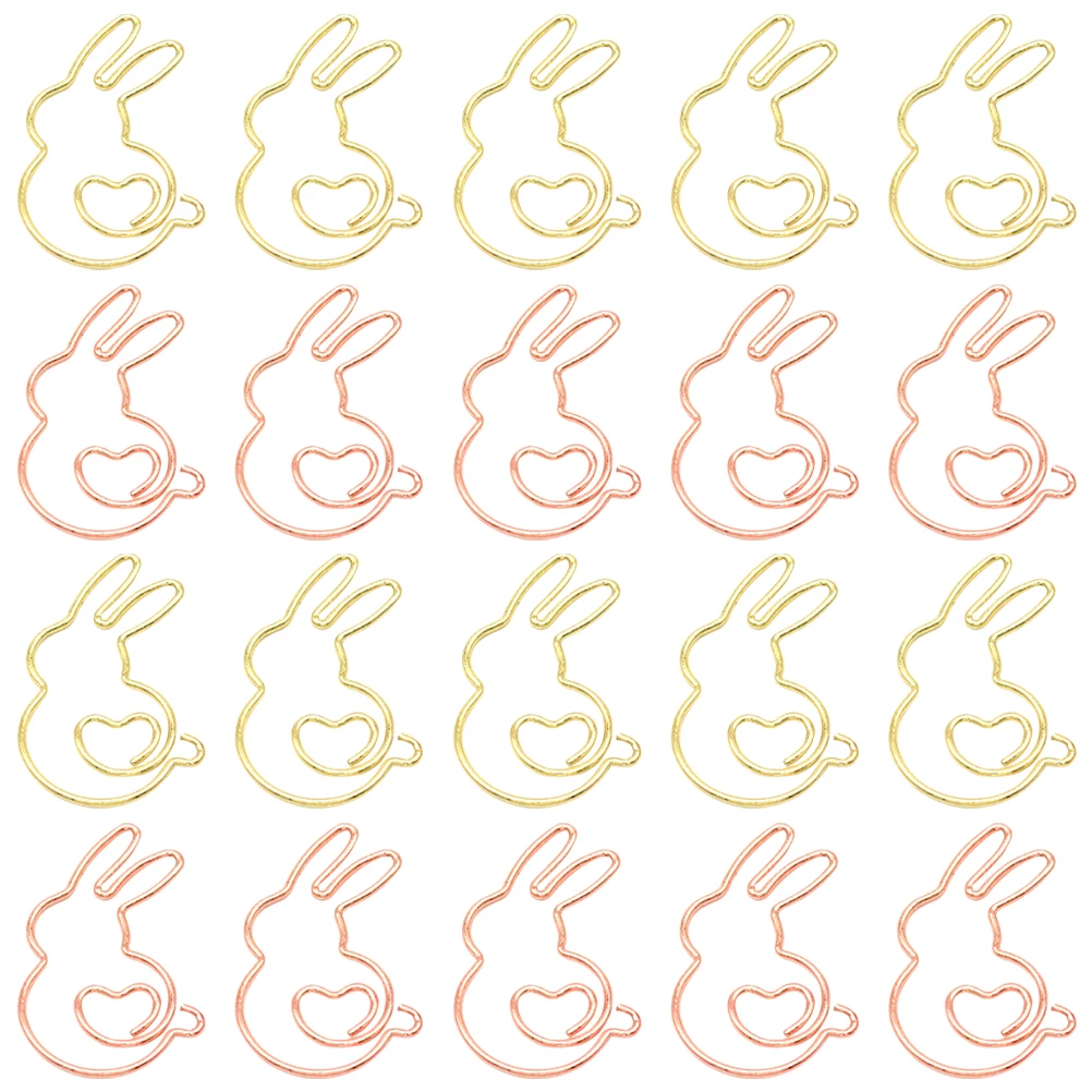 

20pcs Creative Paper Clips Bunny Rabbit Design Metal Marking Clips For Office School Supplies Fixing Files Photos Memos Reminder