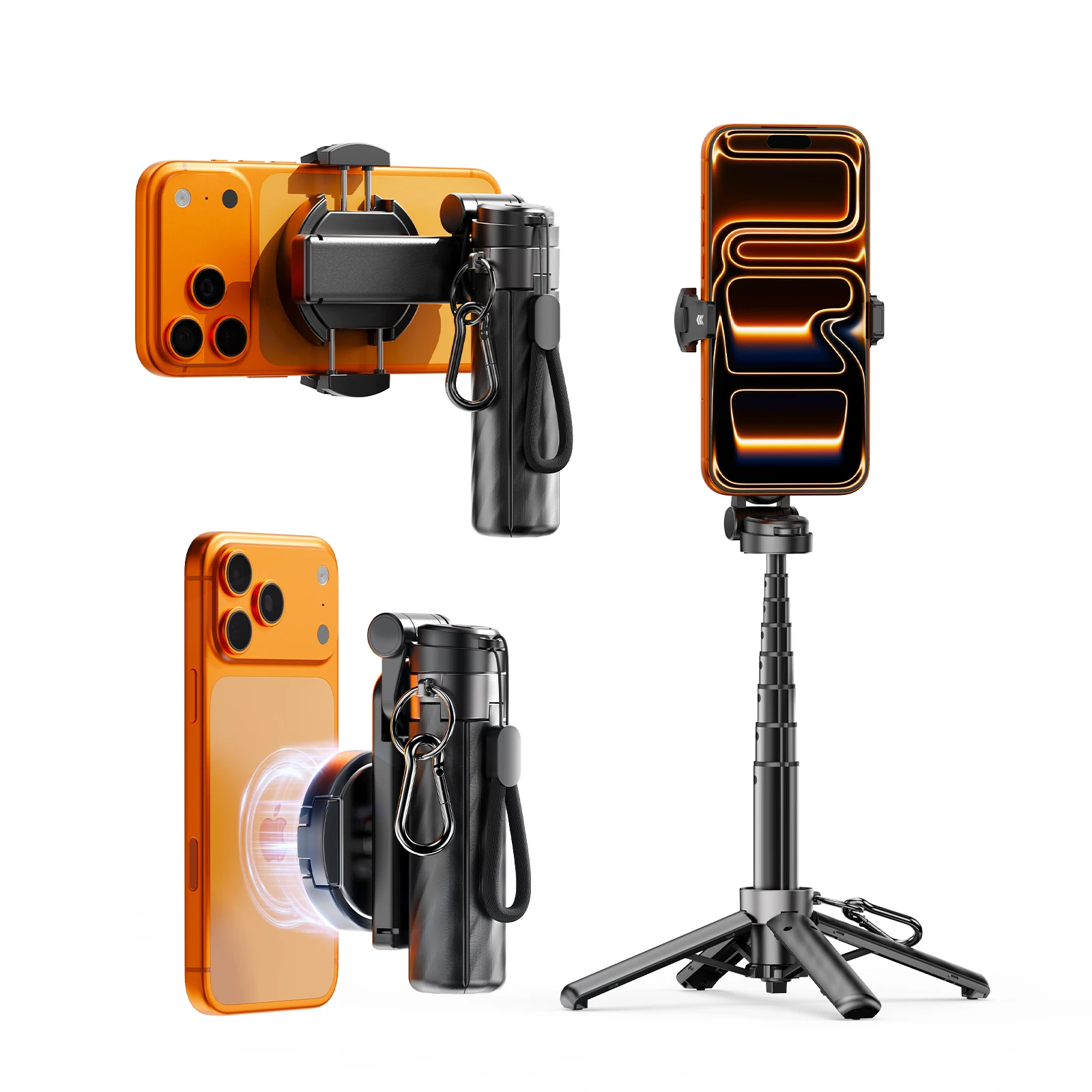 Mini Magnetic Selfie Stick Extendable Tripod Portable Clamp 