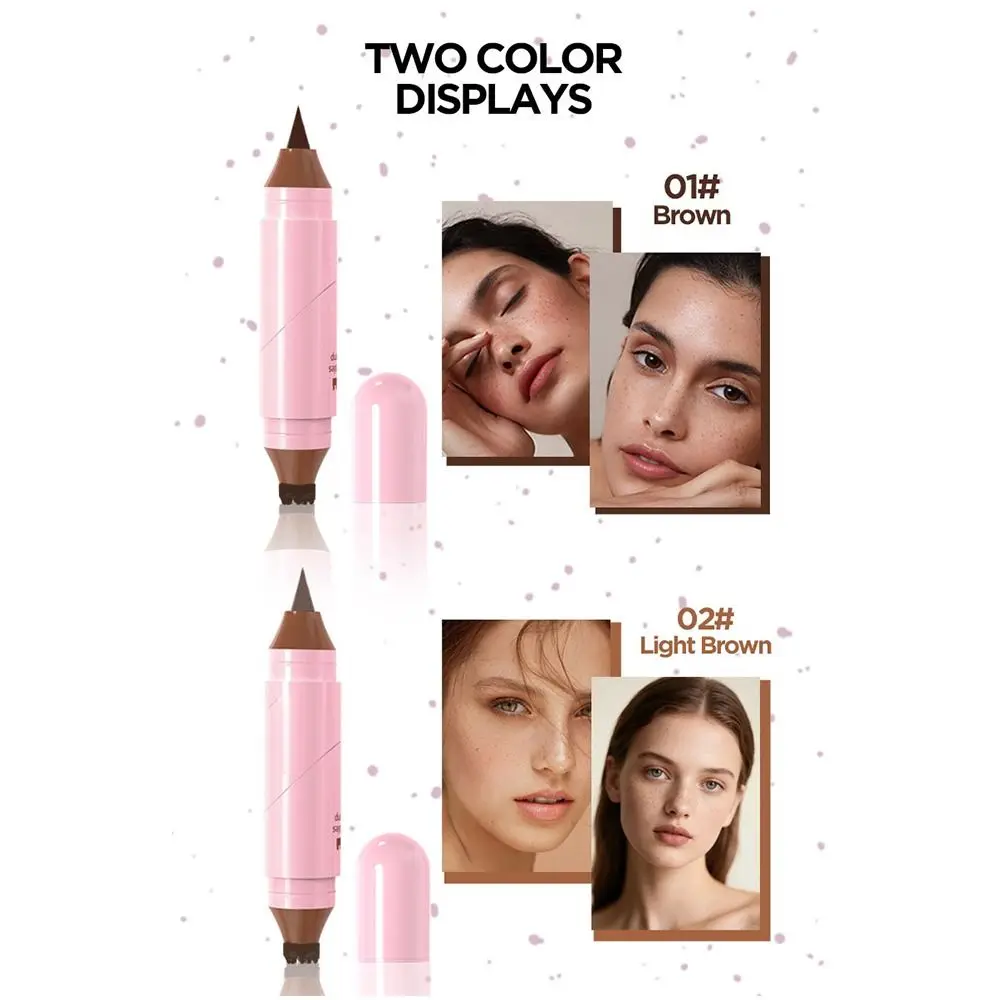 ختم النمش الصناعي المزدوج الأطراف مع كحل مقاوم للماء ومقاوم للتلطخ قلم مكياج النمش سريع الجفاف 2 في 1 قلم النمش