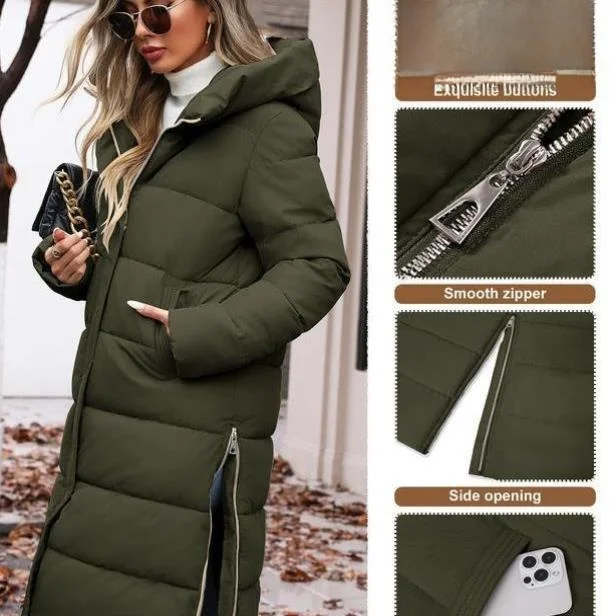 

Women's Long down Jaet Winter New Sle Cross-Border PU Leather Slim Fit Ciwalk Thin Nine Sve Long Coat Fem