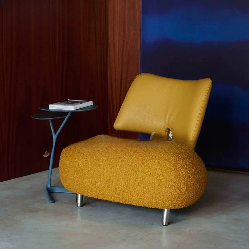 Modern single sofa chair chestnut back chair microfiber leather single chair