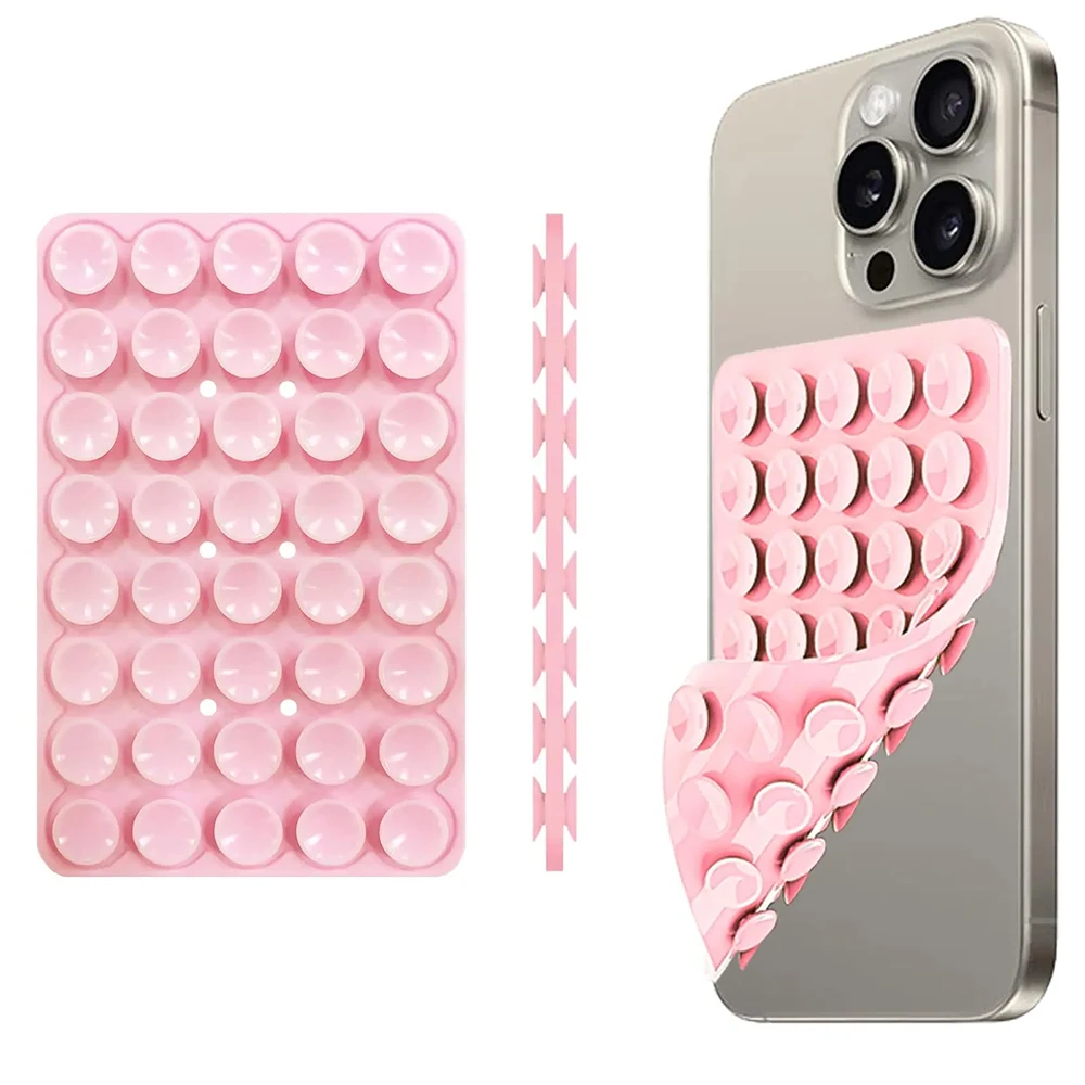 Custodia per telefono con ventosa in silicone a doppia faccia, supporto staccabile per supporto da parete a mani libere per selfie e video