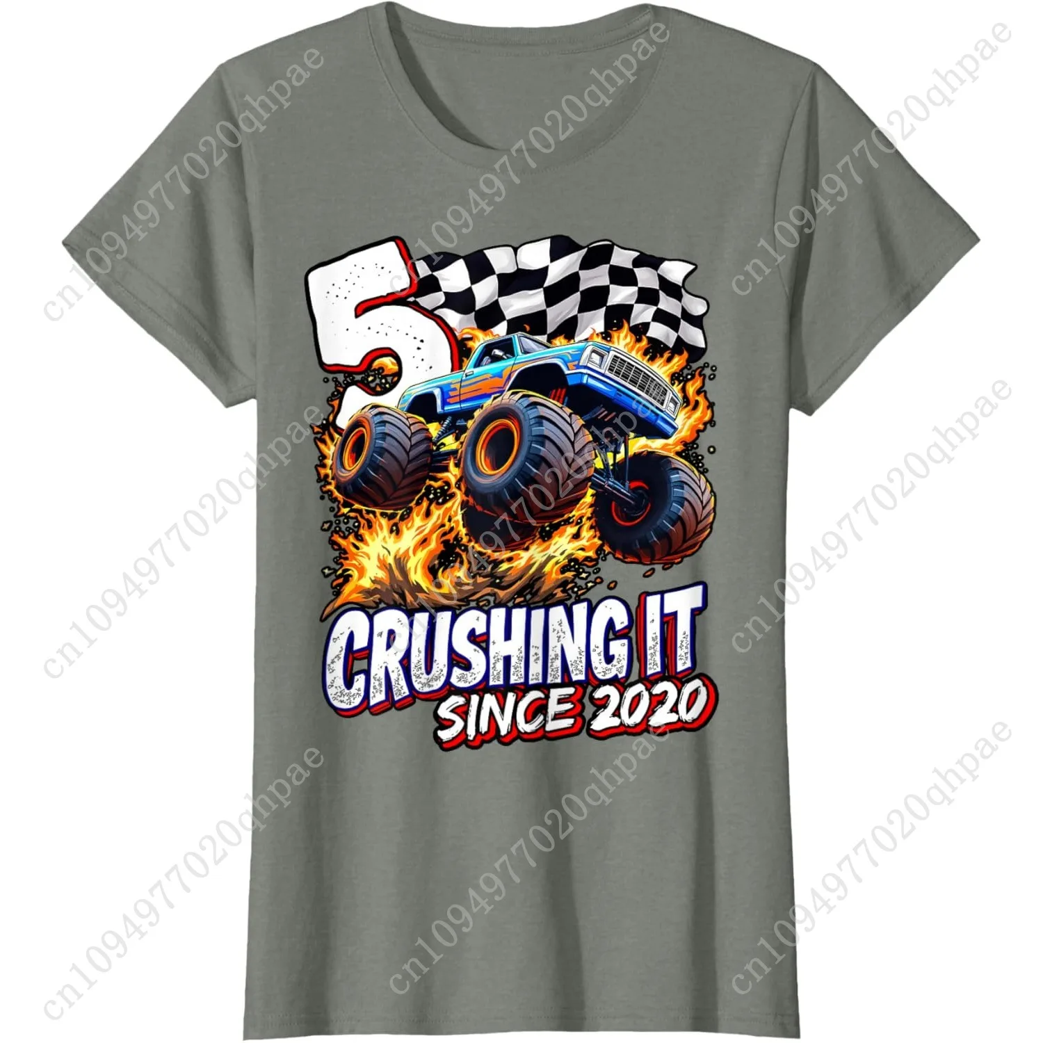 Футболка для 5-го мальчиков на день рождения Monster Truck, футболка для 5-го дня рождения, 2020 г.