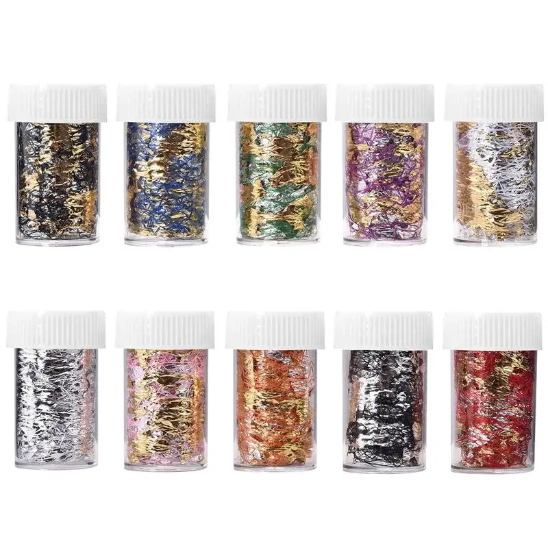 Black Gold Mix Leaf Flakes Foil Fragments Colorful Alloy Foil Flakes For Nail Decoration Jewelry Making Mold DIY Resin