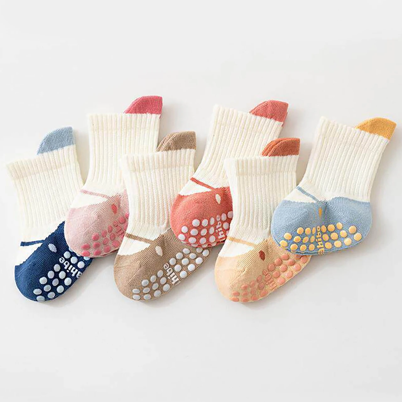 3Pairs Anti-slip Toddler Floor Socks Spring Summer Mid-calf Socks Breathable Baby Cotton Sock Cute Boys Girls Footwear 0-3Year