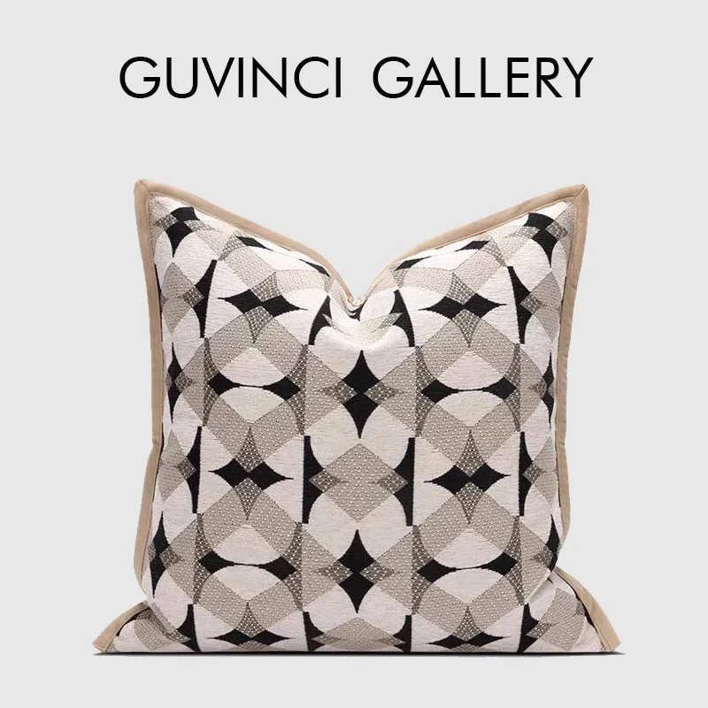 

GUVINCI Modern Light Luxury Upholstery Trends Decorative Cushion Covers Designer Abstract Geometry Jacquard Pillowcase 45x45cm