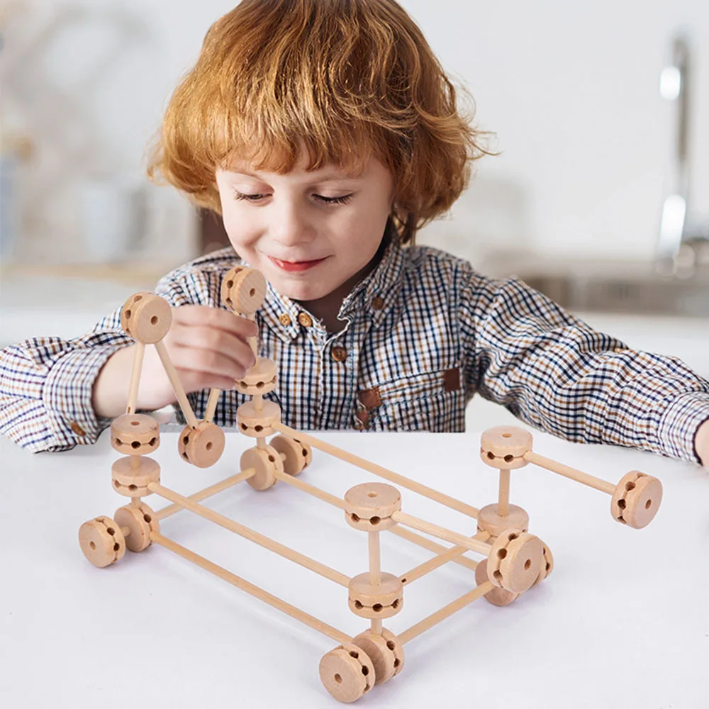 Wooden Construction Building Kit For Children Insteresting Thinking Building Toys Birthday Christmas Gift