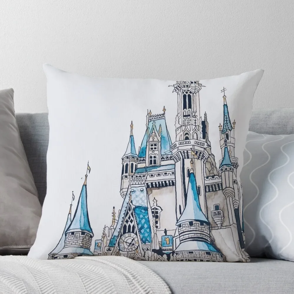 

Cinderella's Castle Watercolor Throw Pillow pillow cover christmas christmas pillowcases Pillows Aesthetic