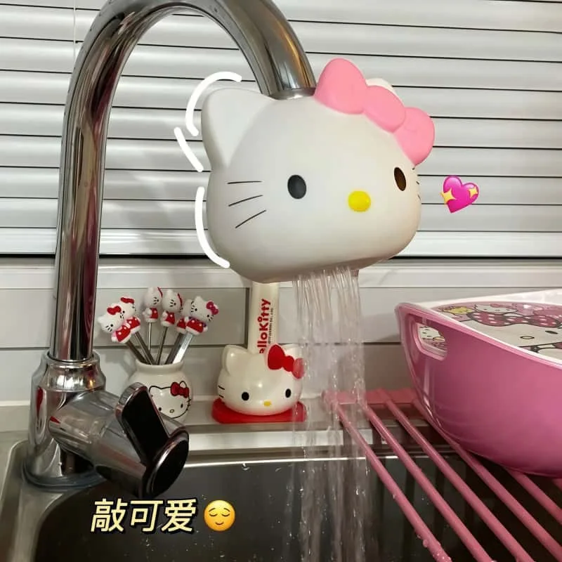 Olá kitty extensor de torneira dos desenhos animados criativo bonito cozinha banheiro e banheiro à prova respingo conjunta chuveiro purificador água