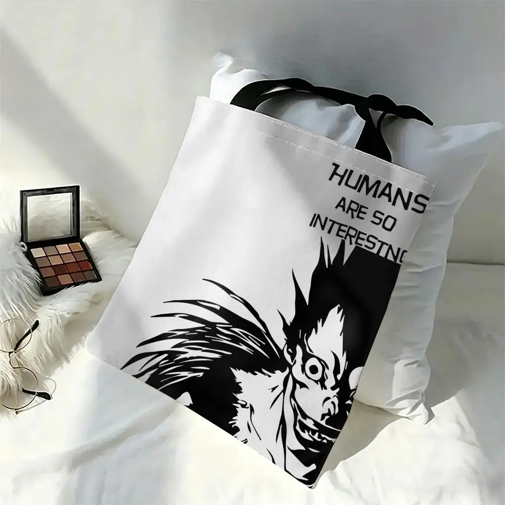 Anime D-Death N-Note Storage Bags Large Eco Friendly Capacity Canvas Shopping Bag Shoulder Handbag Daily Use view 3