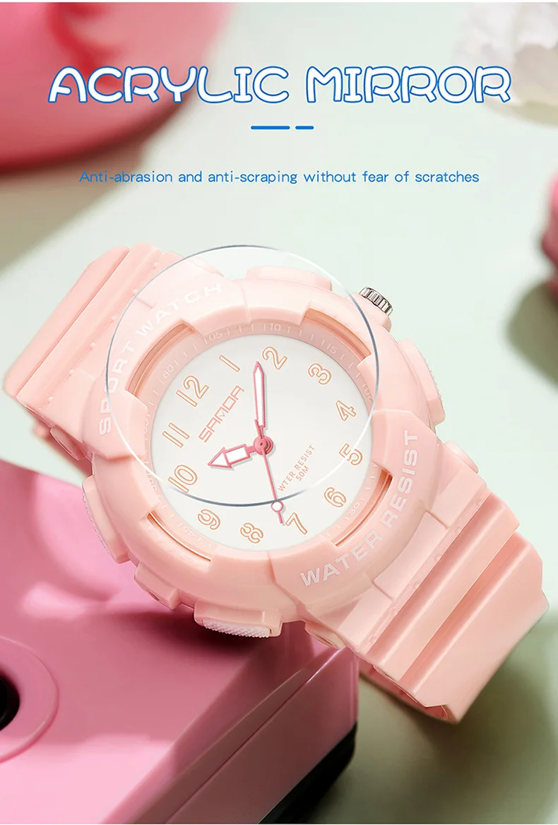 Sanda 6094 Trendy Fashion Hand Clock For Children 50M Waterproof Shock Resistant Quartz Movement Students Sports Wristwatch