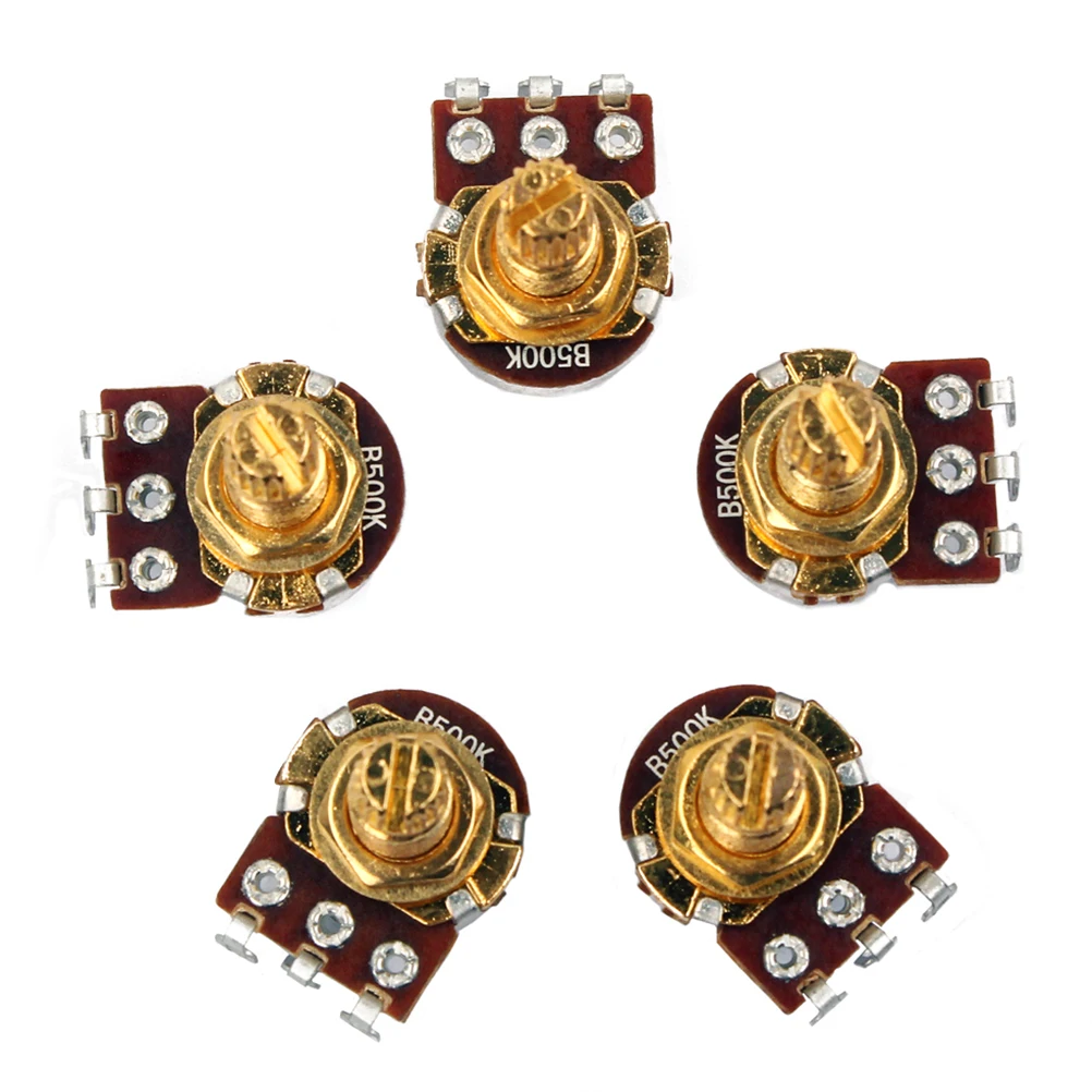 

5pcs 500k B Potentiometer Audio Taper Guitar Electric Acoustic Volume Tone Control Knob Fit Coarse Shaft Durability Aluminum