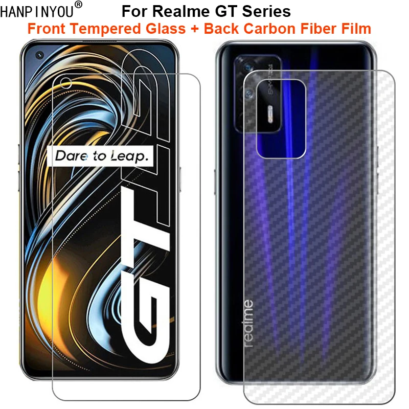 For Realme GT 5G Neo 5 Master Neo2 Neo3 1 Set = Soft Back Carbon Fiber Film + Premium Tempered Glass Front Screen Protector