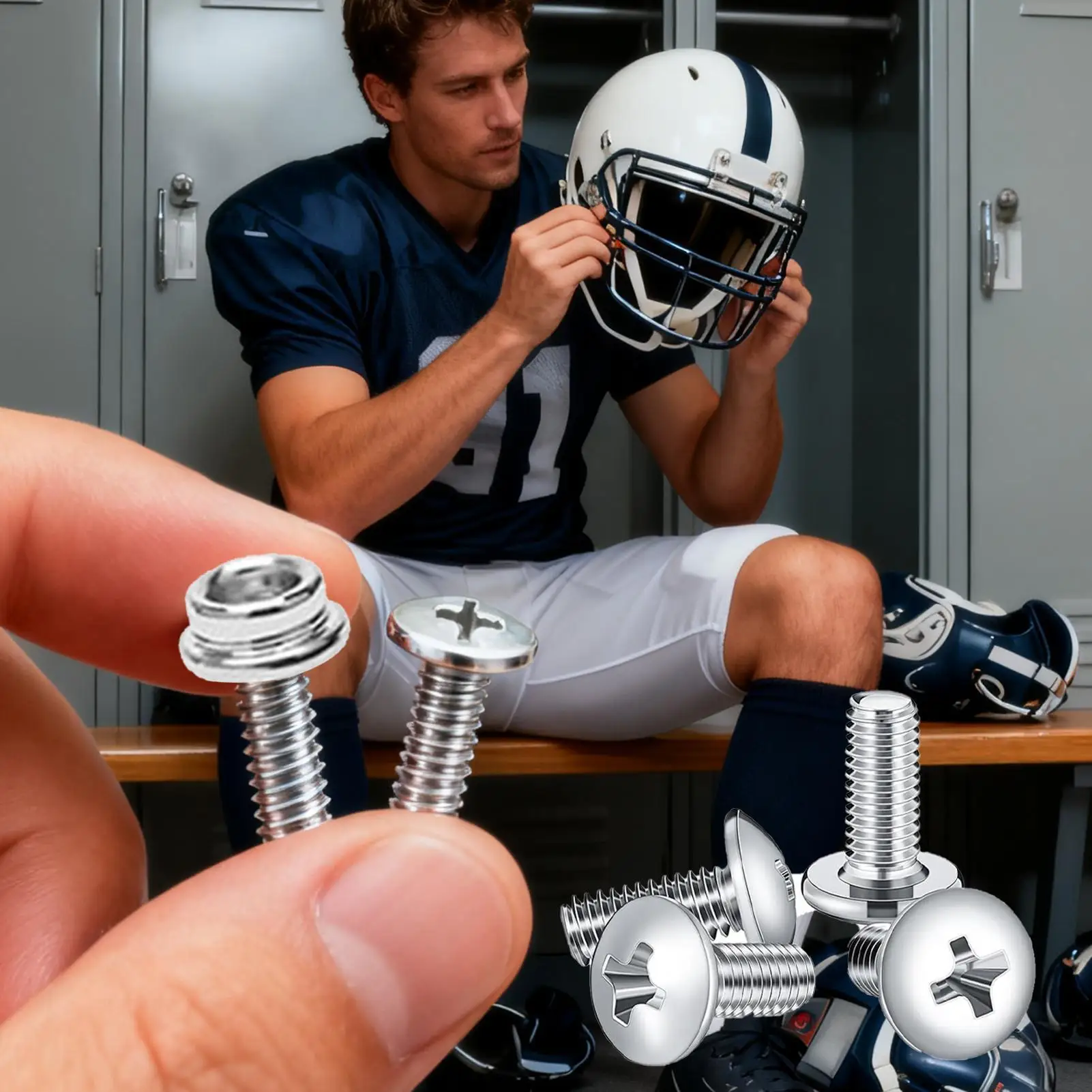 كرة القدم خوذة إصلاح مسامير 12 مللي متر 10 مللي متر 24 قطعة هوكي خوذة مسامير مجموعة أدوات للبيسبول البيسبول الشباب الفتيات الفتيان