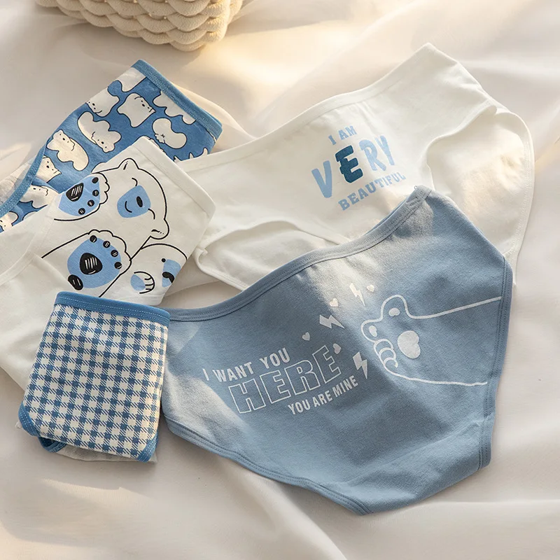 5 قطعة/المجموعة لطيف فتاة ملخصات القطن سراويل النساء الملابس الداخلية أزياء منتصف الخصر اللباس الداخلي الإناث السروال تنفس مثير الملابس الداخلية