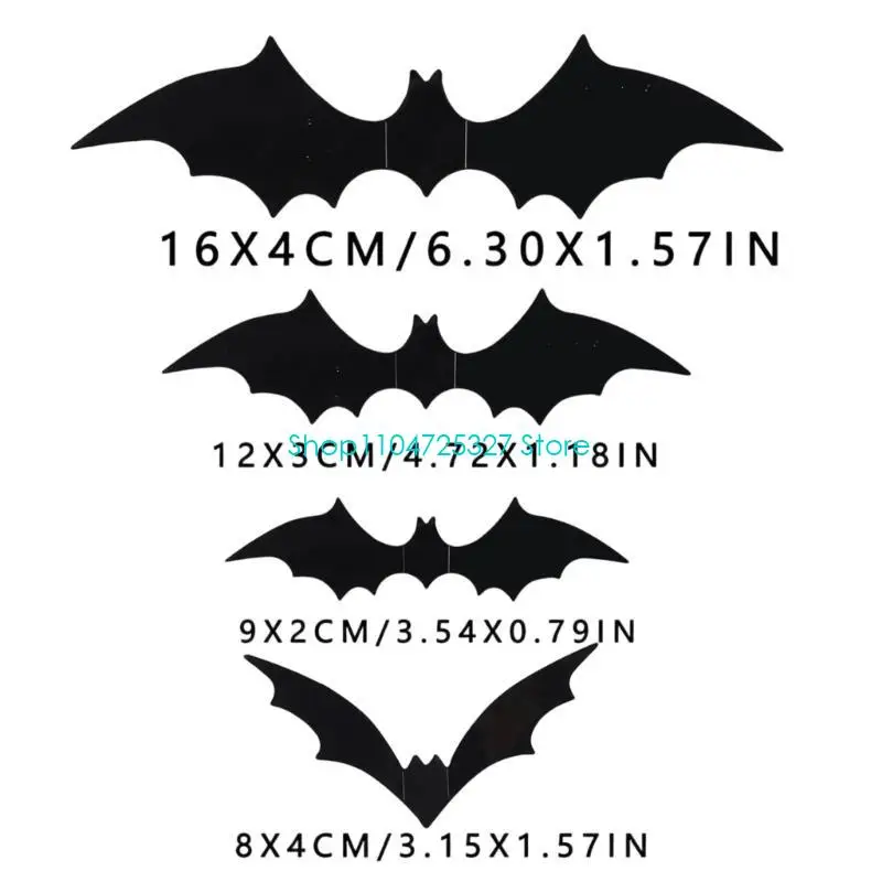 D8KF Realistic Bat Wall Decals Waterproof Adhesive PVC Clings Halloween Decorations