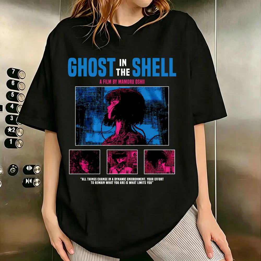 

Anime Ghost in The Shell Motoko Kusanagi Graphic T-shirt Men Women Casual Cotton T-shirts Unisex Manga Punk Oversized T Shirts