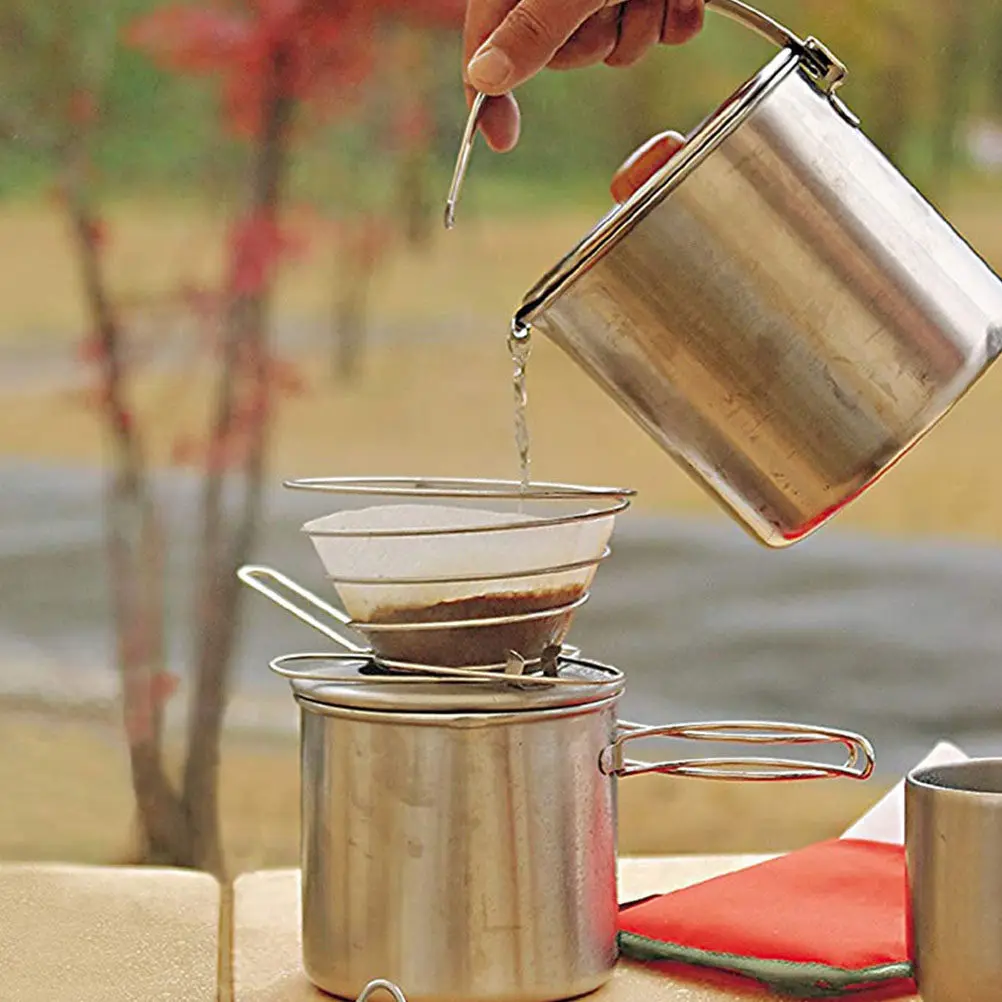 Foldable Coffee Dripper Stainless Steel Manual Filter Cup Portable Reusable Coffee Filter for Camping Backpacking Travel