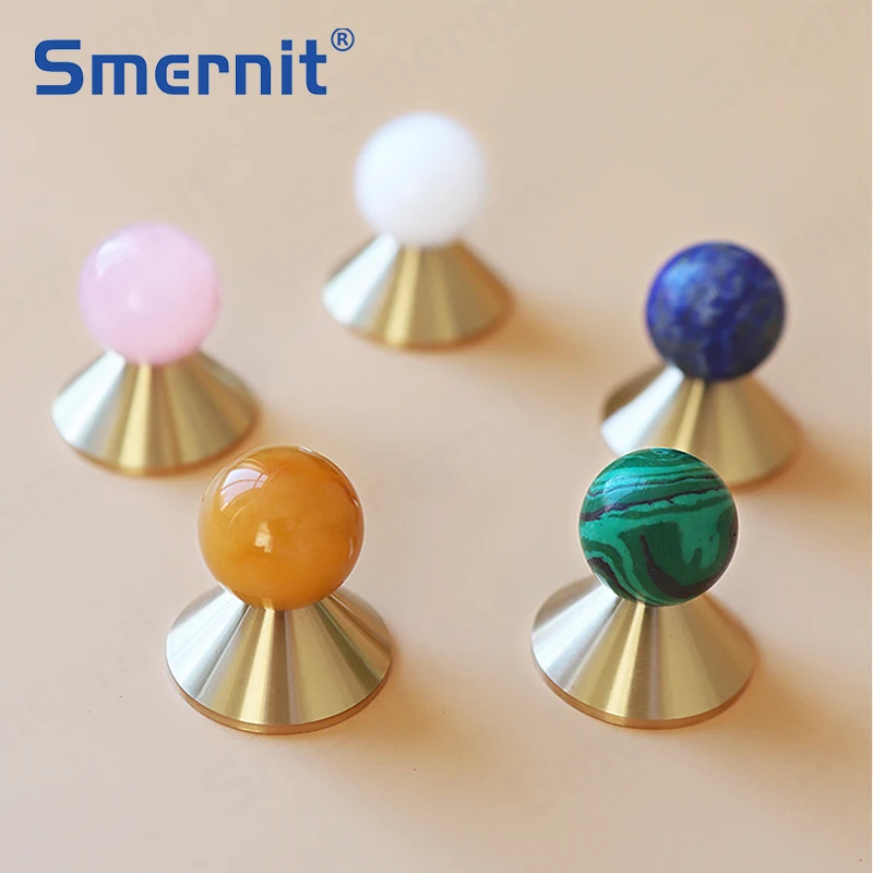 Sunny Dolls Brass Furniture Handles Natural Stone Door Knobs Cabinet Kitchen Cupboard Closet Wardrobe Drawer Pulls Home Decor