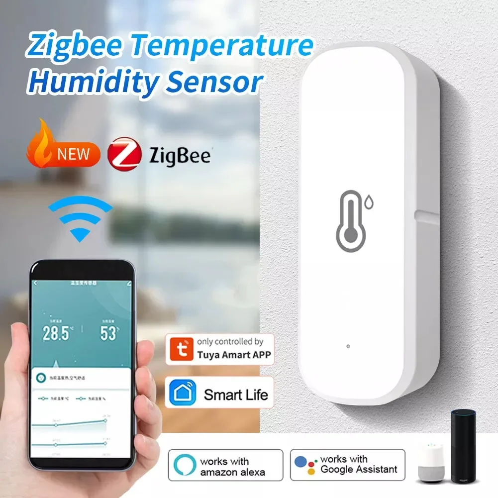 تويا زيجبي مستشعر درجة الحرارة والرطوبة المنزل الذكي مقياس الحرارة الداخلي الرطوبة APP مراقب عن بعد يعمل مع أليكسا جوجل