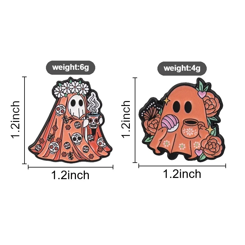 Day Of The Dead Enamel Pins Mexican Spooky Boo Brooches Halloween Badge Cartoon Creepy Jewelry Día de los Muertos Gift