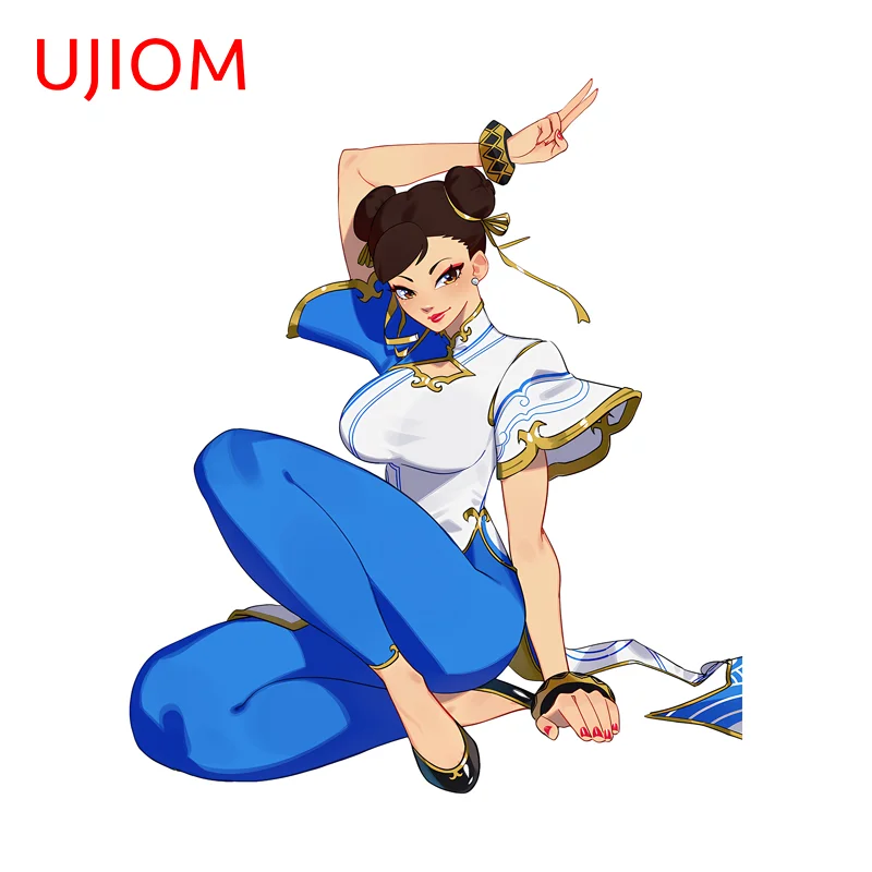 UJIOM Chunli Seductive Sitting Posture Wall Sticker Artistic Tendy Eye Catching Waterproof Decal Amusing Game Room Decoration
