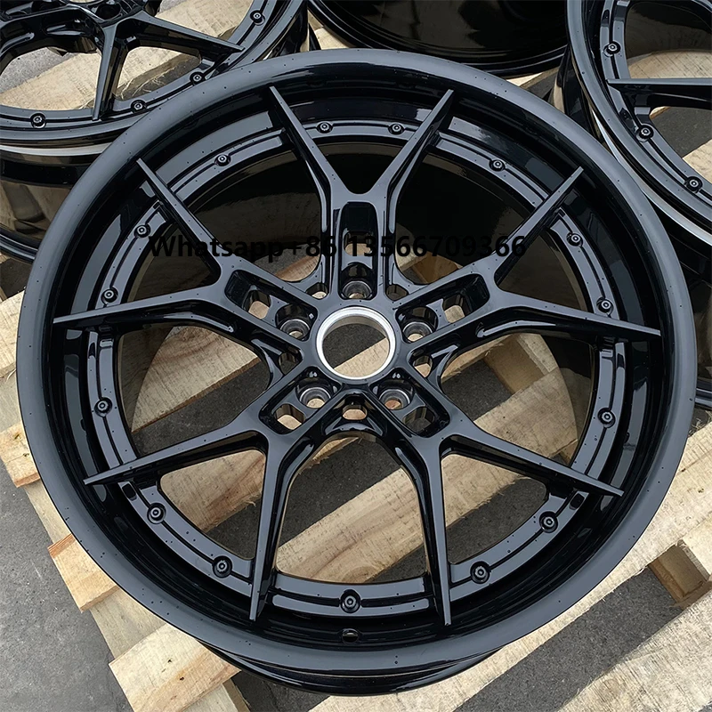 

3 Piece Shiny Black Custom Aluminum Alloy Forged Wheels 16 17 18 19 20 21 22 23 24 Inch 5x112 5x114.3 5x120 Rim Hub