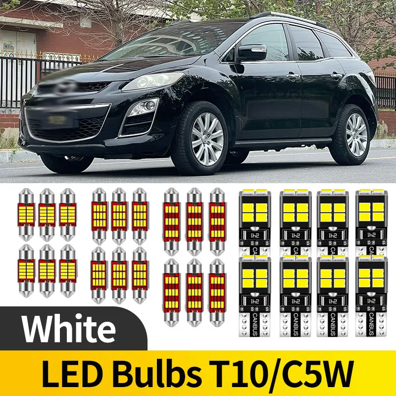 

26PCS For Mazda CX-3 CX-5 CX-7 CX-9 SUV Led Bulbs Car Accessories LED Interior Trunk Light T10 W5W C5W License Plate Light 12V