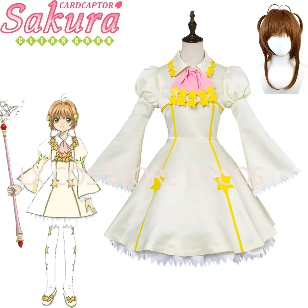 Sakura Cardcaptor Cosplay tarjeta transparente Kinomoto Sakura Star Battle mujeres adultas chica juegos completos vestido disfraz de Halloween Cosplay