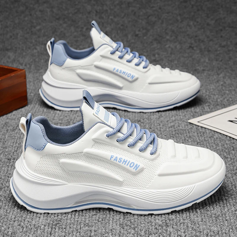 Comfort Light Sneakers For Men Simple Streamline Shape Non Slip Wearproof Sole Breathable Fabric Daily Walking Footwear