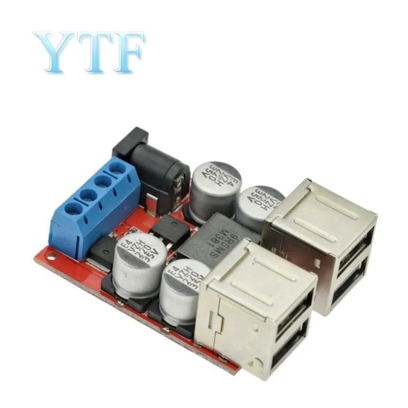 8V35V Om 5V 8A Voeding Step-Down Module 4-Poort Hub Usb Charger Module Voor Android mobiele Telefoon Autolader