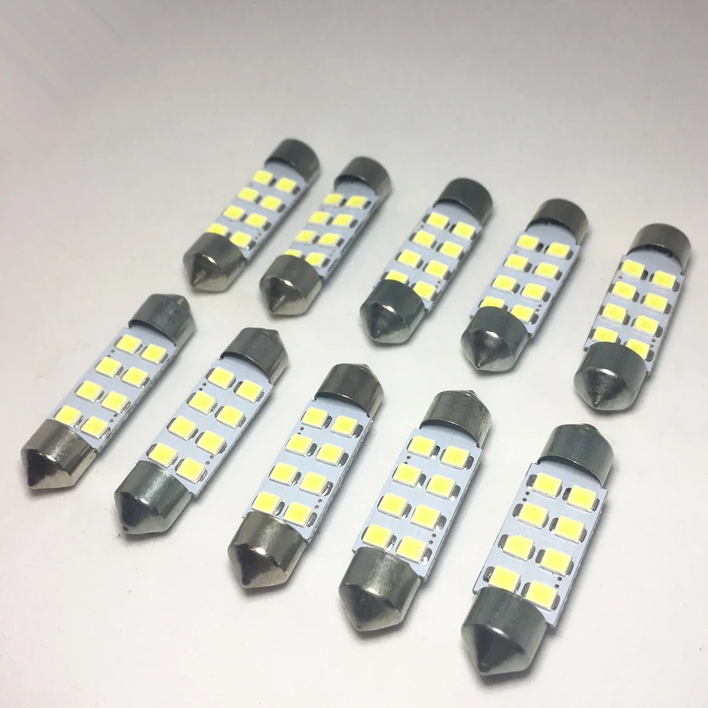 100pcs31mm 36mm 39mm 41mm Festoon LED Car Interior Dome Festoon Light 8SMD 1210 White Reading Bulb Super Bright Bulbs Lamp 12V