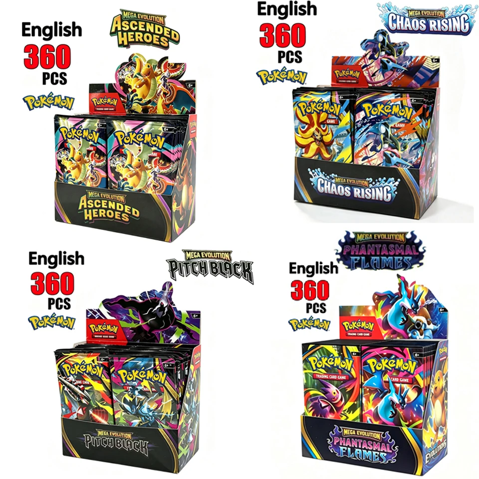 360 Stück Spanisch-Englische Pokémon-Karten MEGA EVOLUTION Vorgruppe SCARLET&VIOLE 151 PHANTASMA FLAMES Prismatische Booster-Kampfkarten