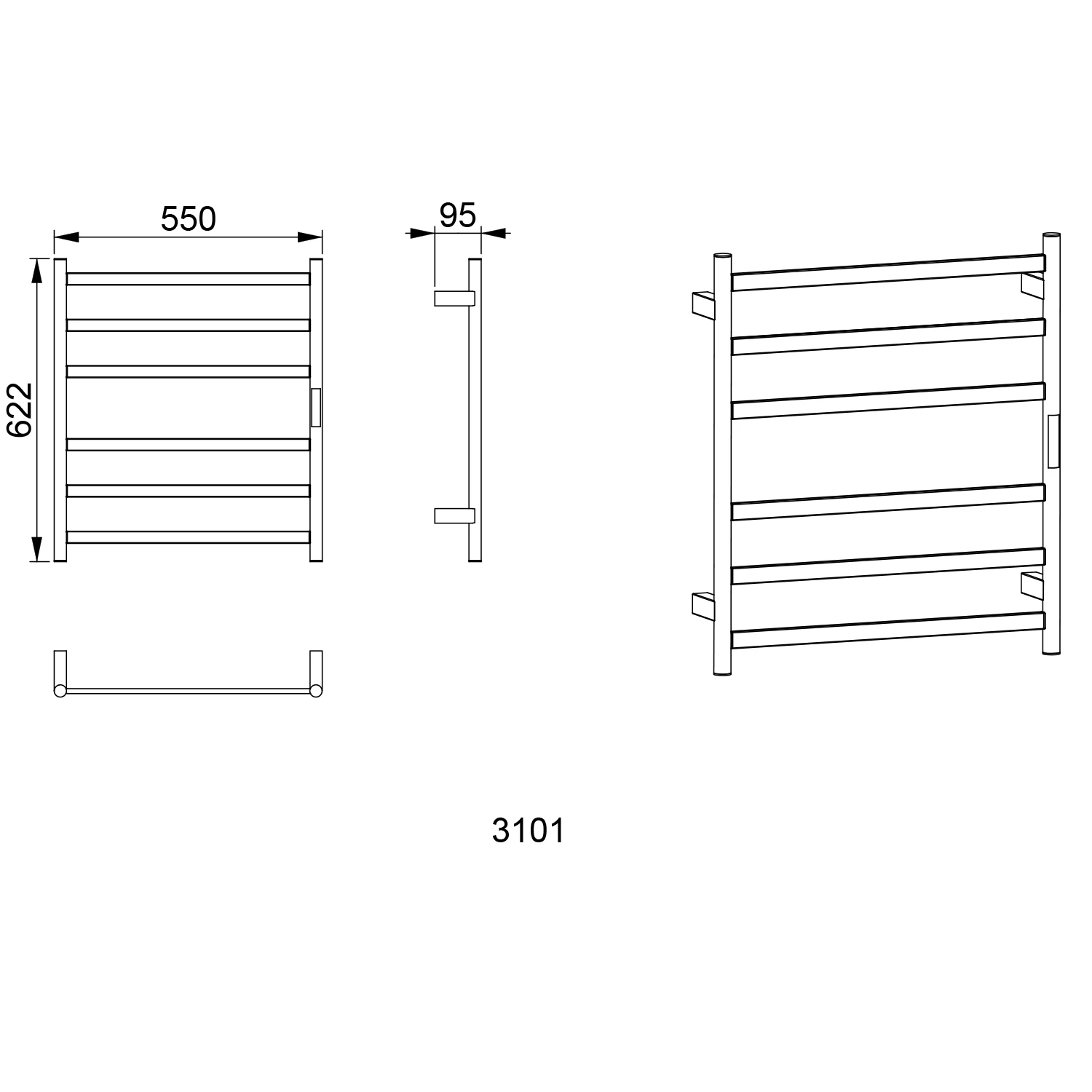 المهنية المنزل جدار جبل الحمام 6 أشرطة تسخين كهربائي قضيب تعليق المناشف الرف للفندق