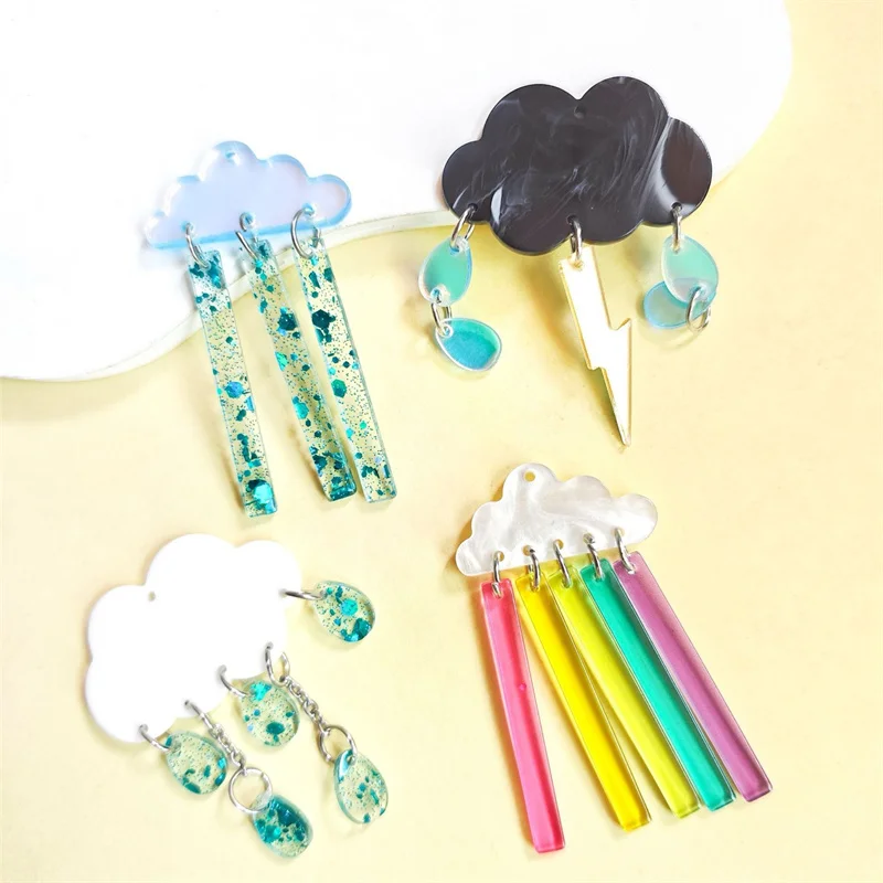 New arrived 30pcs/lot color pattern print handmade cartoon clouds shape acrylic beads diy jewelry garment pendant accessory