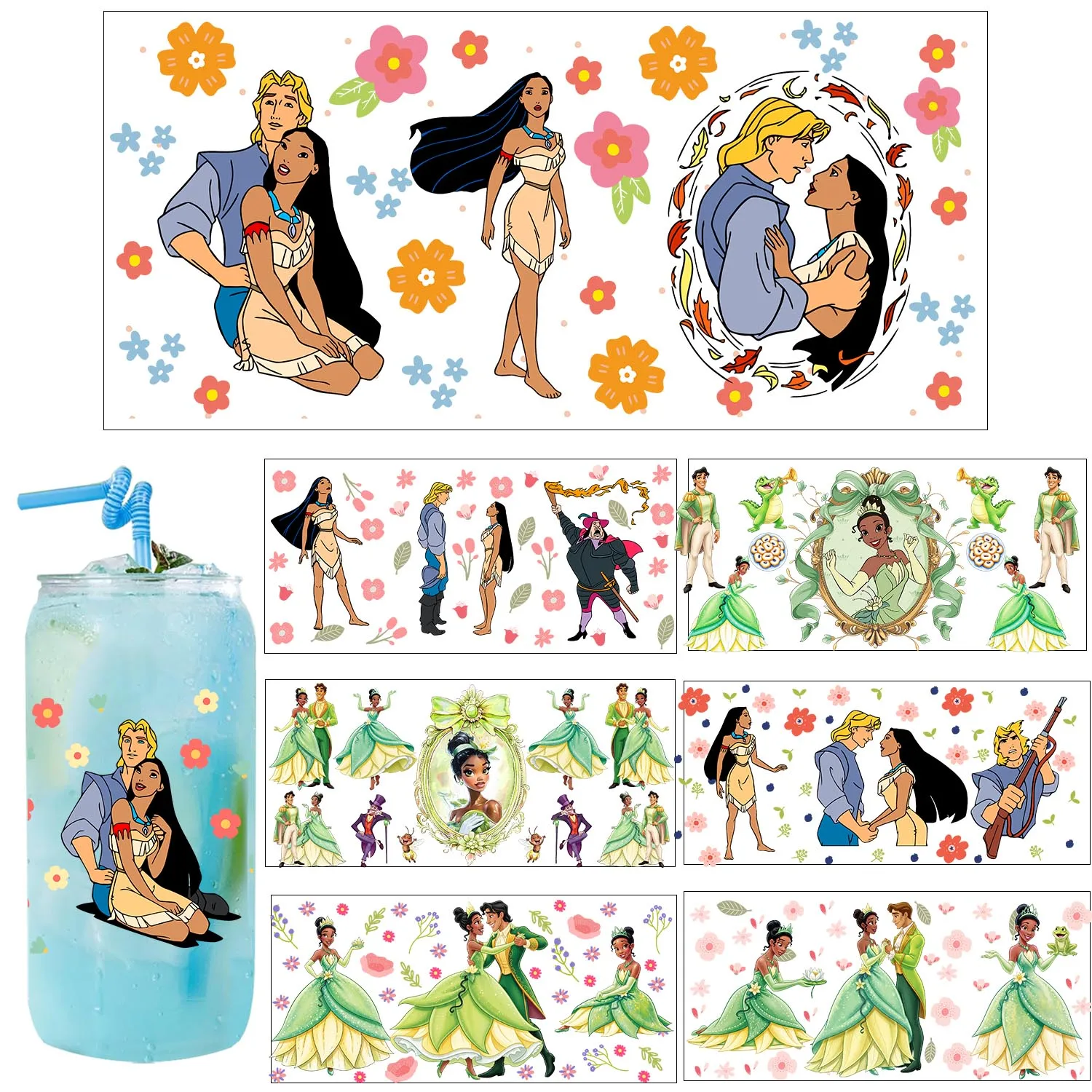 

Cute Cartoon Princess UV DTF Sticker DIY Decals 3D transfers uvdtf stickers 16oz uv dtf cup wraps