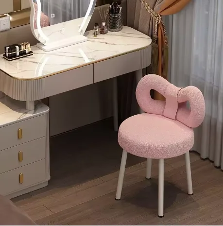 Modern Simple Dresser Chair Makeup Chair Minimalist Dressing Table Stool Light Luxury Manicure Butterfly Knot Backrest Chair New