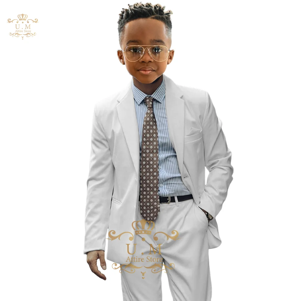 

Formal Boys' Suit in White Wedding Tuxedo Jacket Pants 2 Piece Set Classic Clothes Wedding Holiday Party Kids Custom Outfit