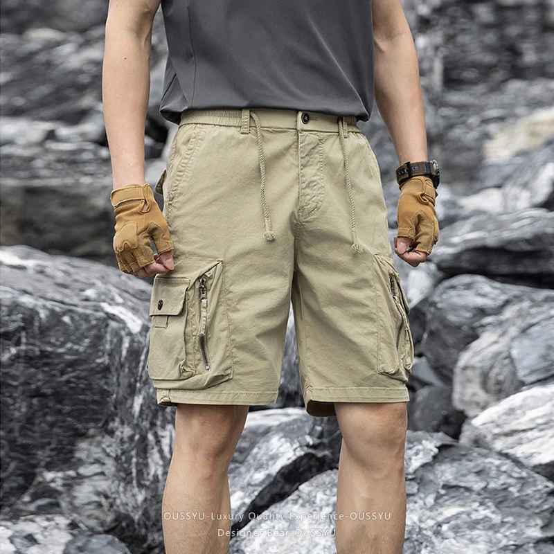 

Summer Thin Cargo Shorts Men Cotton Baggy Multi-Pocket Straight Outdoor Work Bermuda Tactical Short Pants Khaki Camo Jorts Man