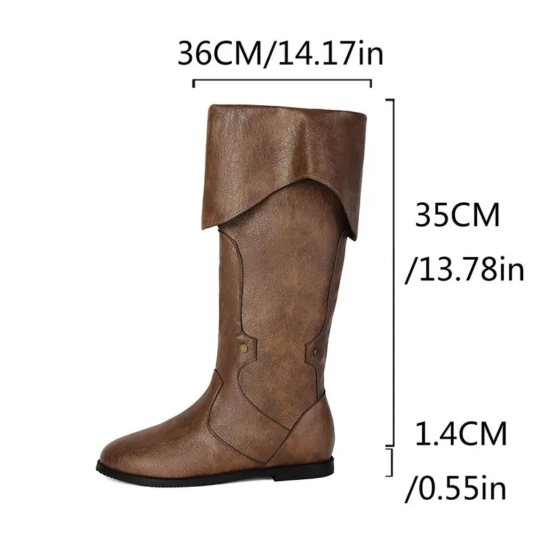 SIMLOVEYO Бренд 2025 Винтажные женские сапоги до колена с круглым носком на плоской подошве на молнии размера плюс 46 47 48, повседневные женские сапоги в стиле вестерн Bota
