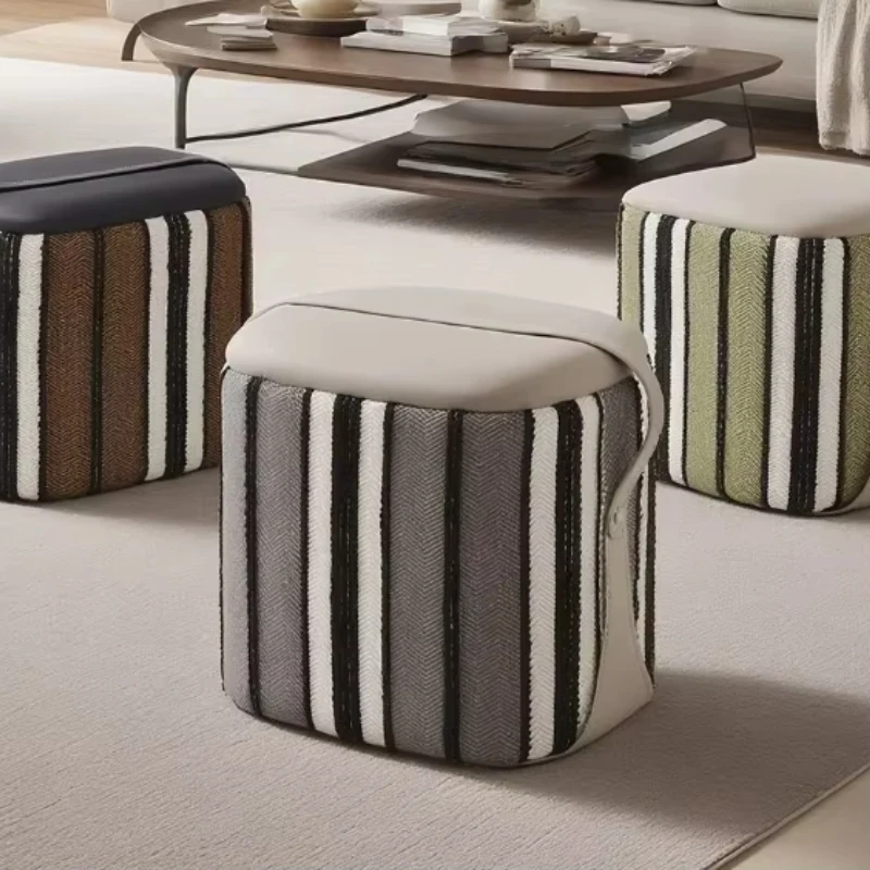 

Wooden portable round ottoman living room - durable and environmentally friendly home furniture