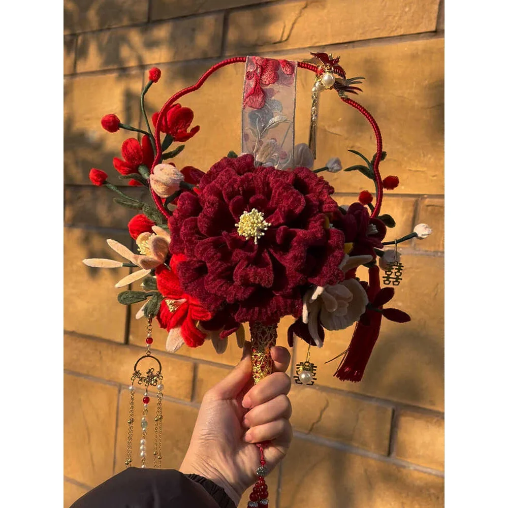 Twist stick group fan handmade bouquet DIY material bag homemade wedding fan birthday gift handmade material bag