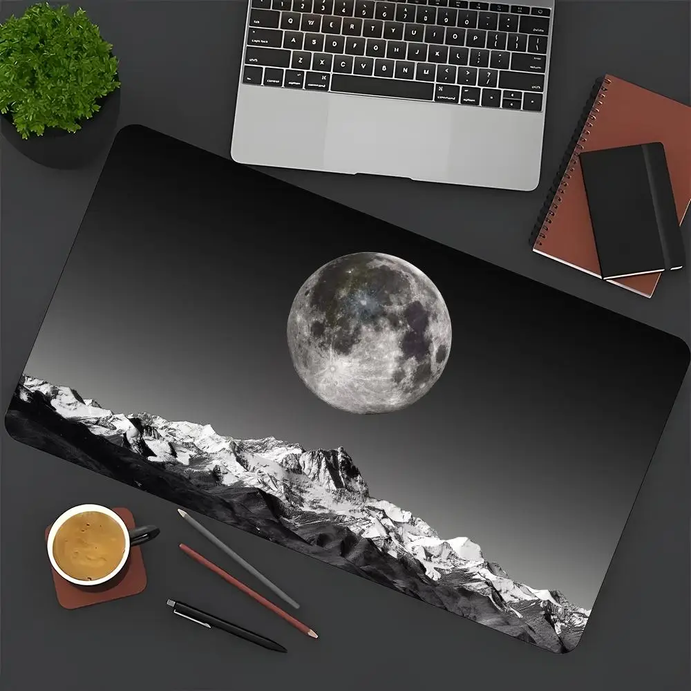 

Majestic Snow Mountain Full Moon Mat - home office anti-slip mouse pad, snow mountain full moon game gaming desk mat game mat